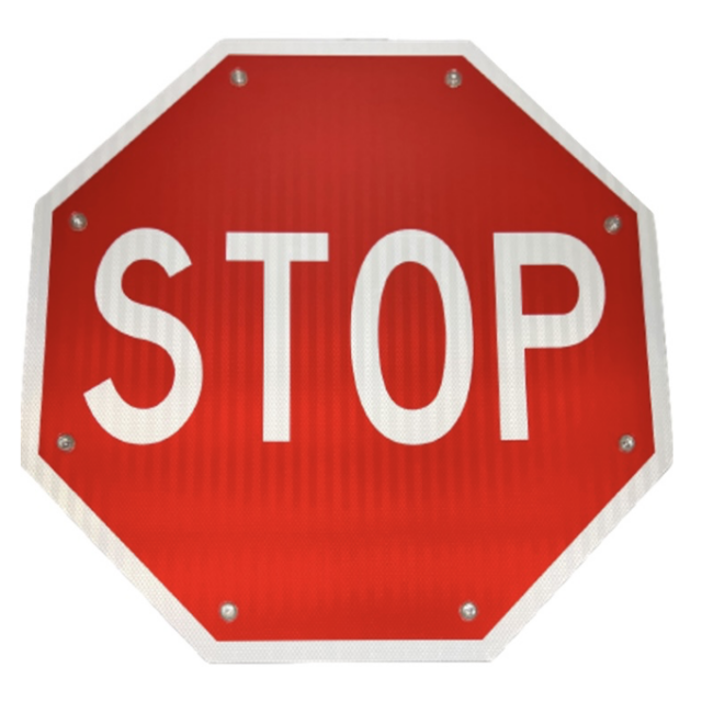 Produced in the United States: 30" Flashing Perimeter LED Stop Sign